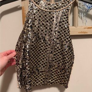 Rue21 Black and Gold Sequin Halter Top